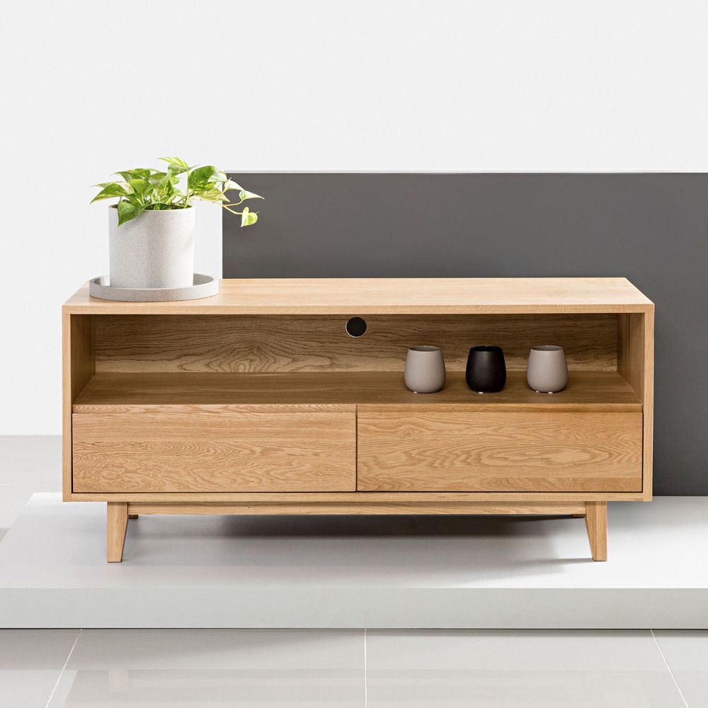 Bastian Entertainment Unit - Solid Oak - 130cm