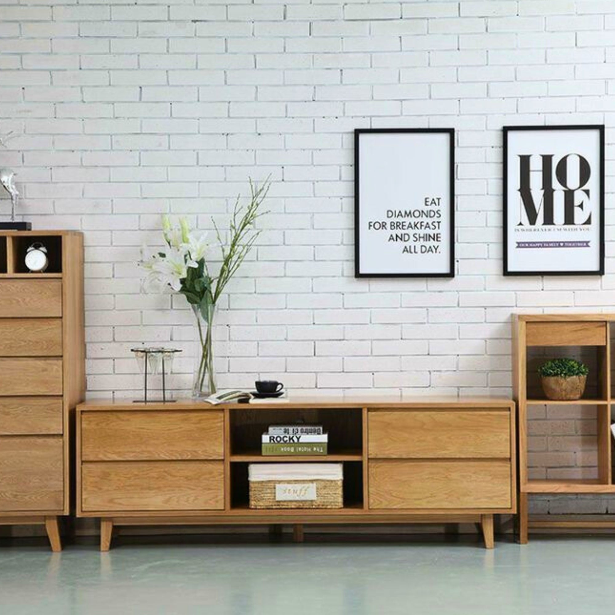 Bastian Entertainment Unit - Solid Oak - 180cm