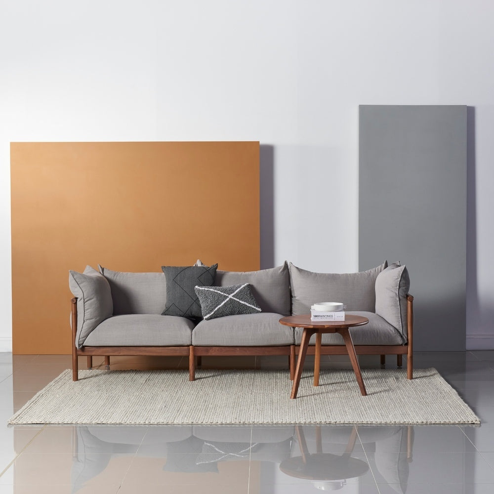 Olivia 3-Seater Sofa - Solid Walnut - Fabric