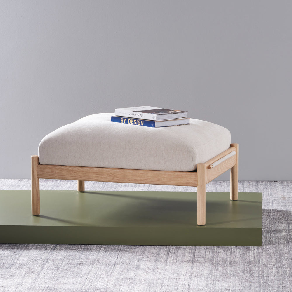Olivia Ottoman - Solid Oak - Fabric