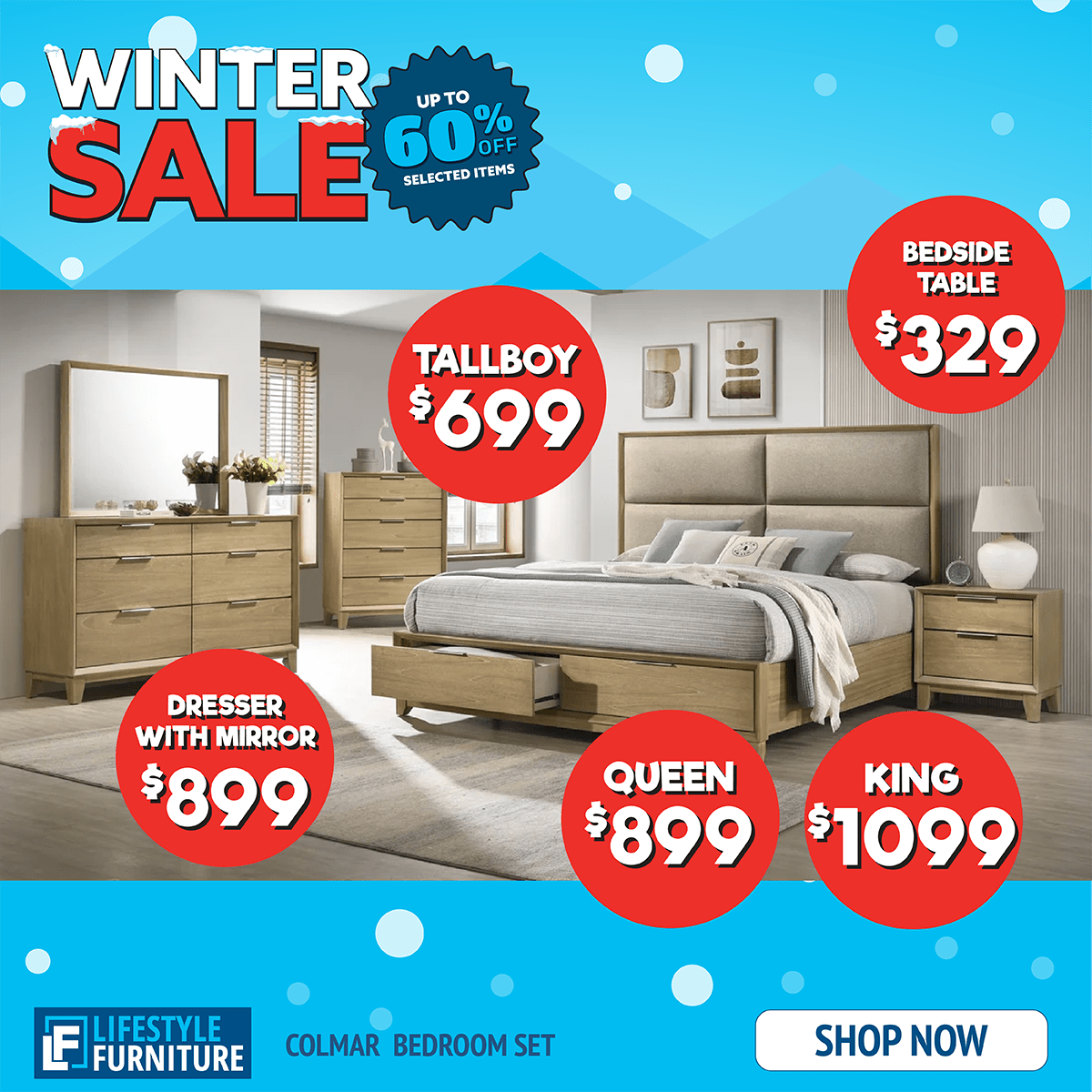 Colmar King  Bedroom Set - 4 Piece