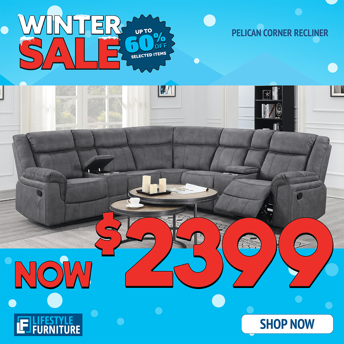 Pelican Corner Recliner Sofa