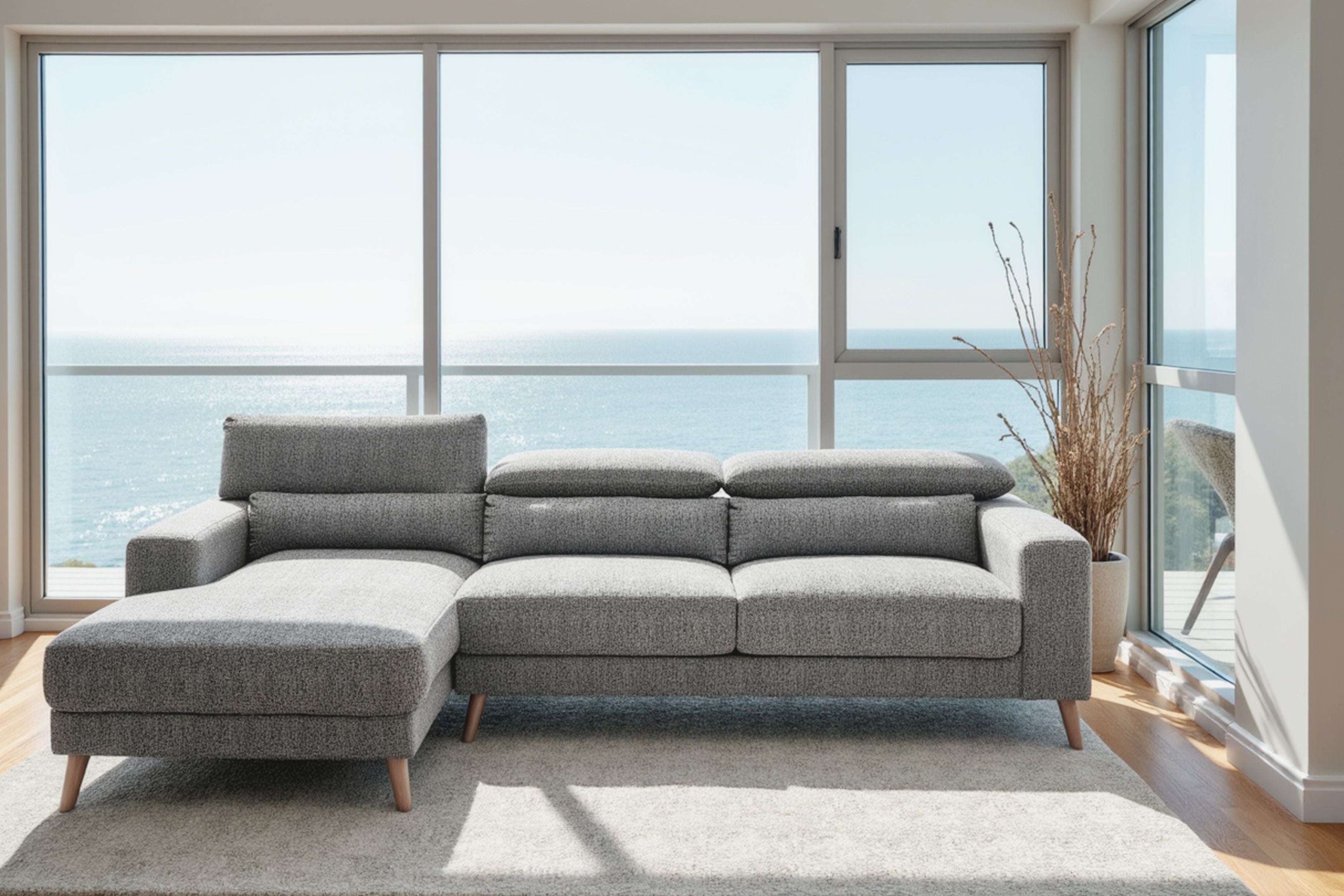 Santro Corner Sofa With Chaise - Light Grey