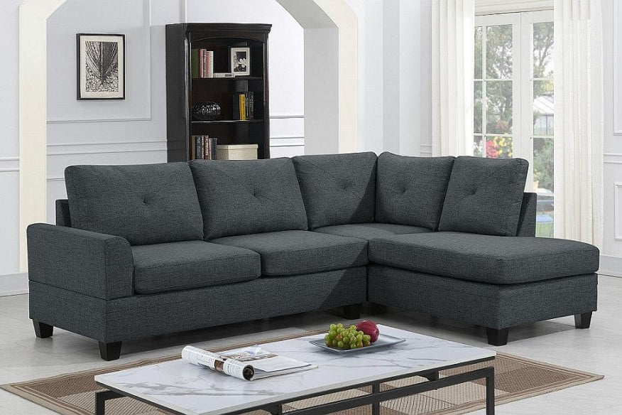 Pavia Sectional Sofa Reversible Chaise - Grey