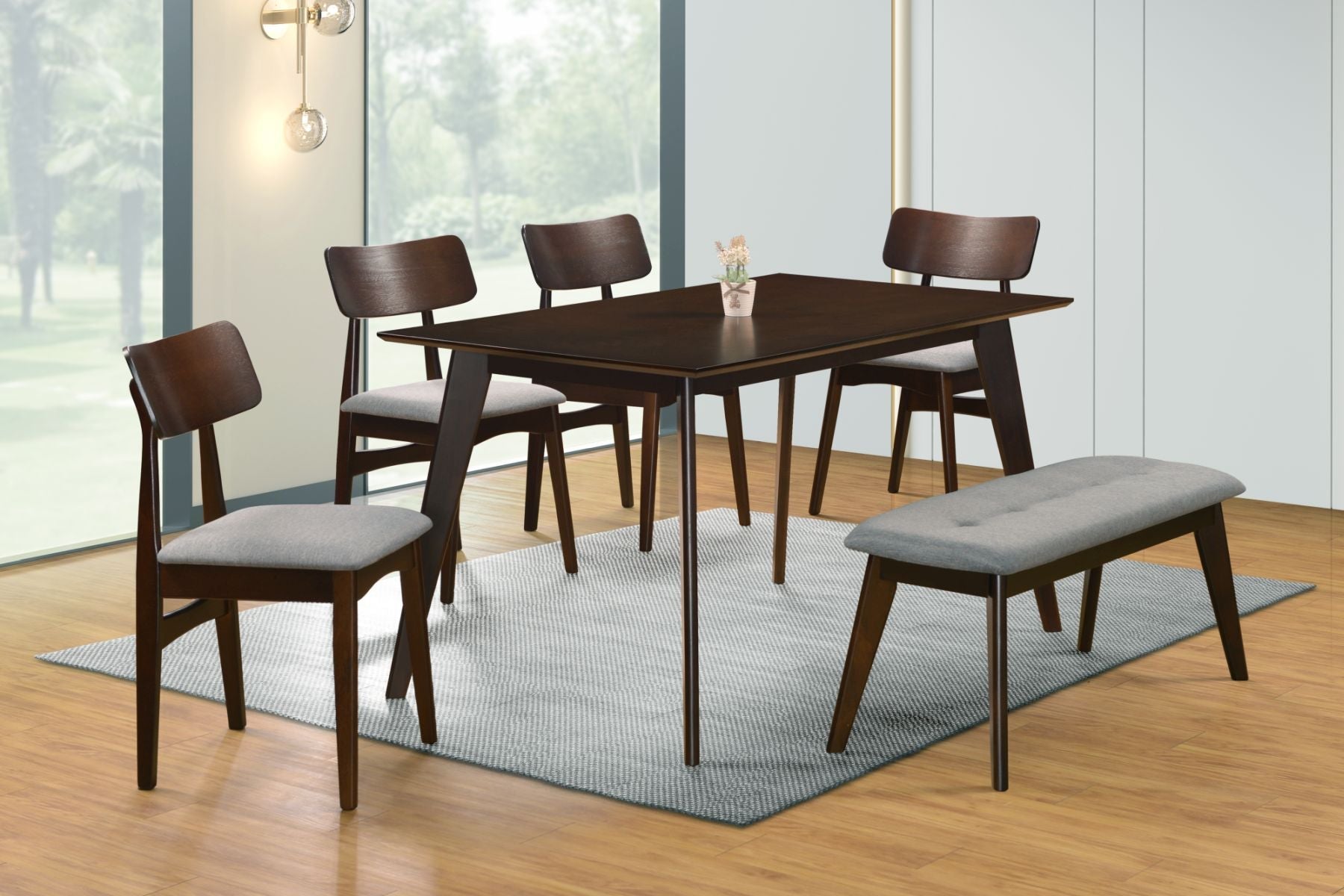 Patric 1.6 M Walnut Top Dining Set