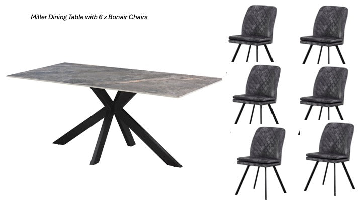 Miller 7 Piece  Dining Set with  Bonair Chairs