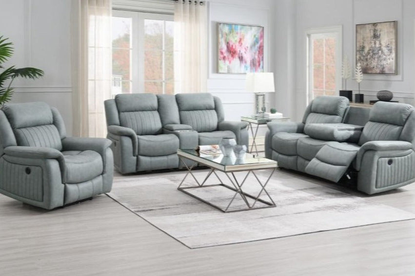 Gavin 3-Piece Electric Recliner Sofa Set - Grey