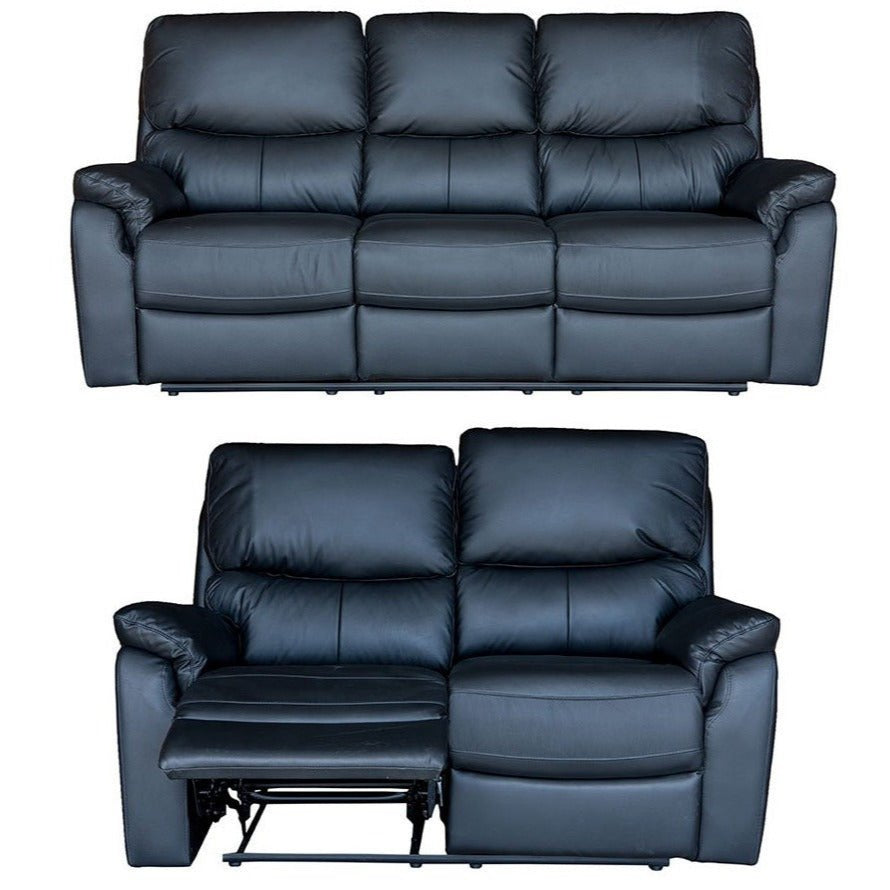 Salvador 2 Piece Leather Recliner Set - Black