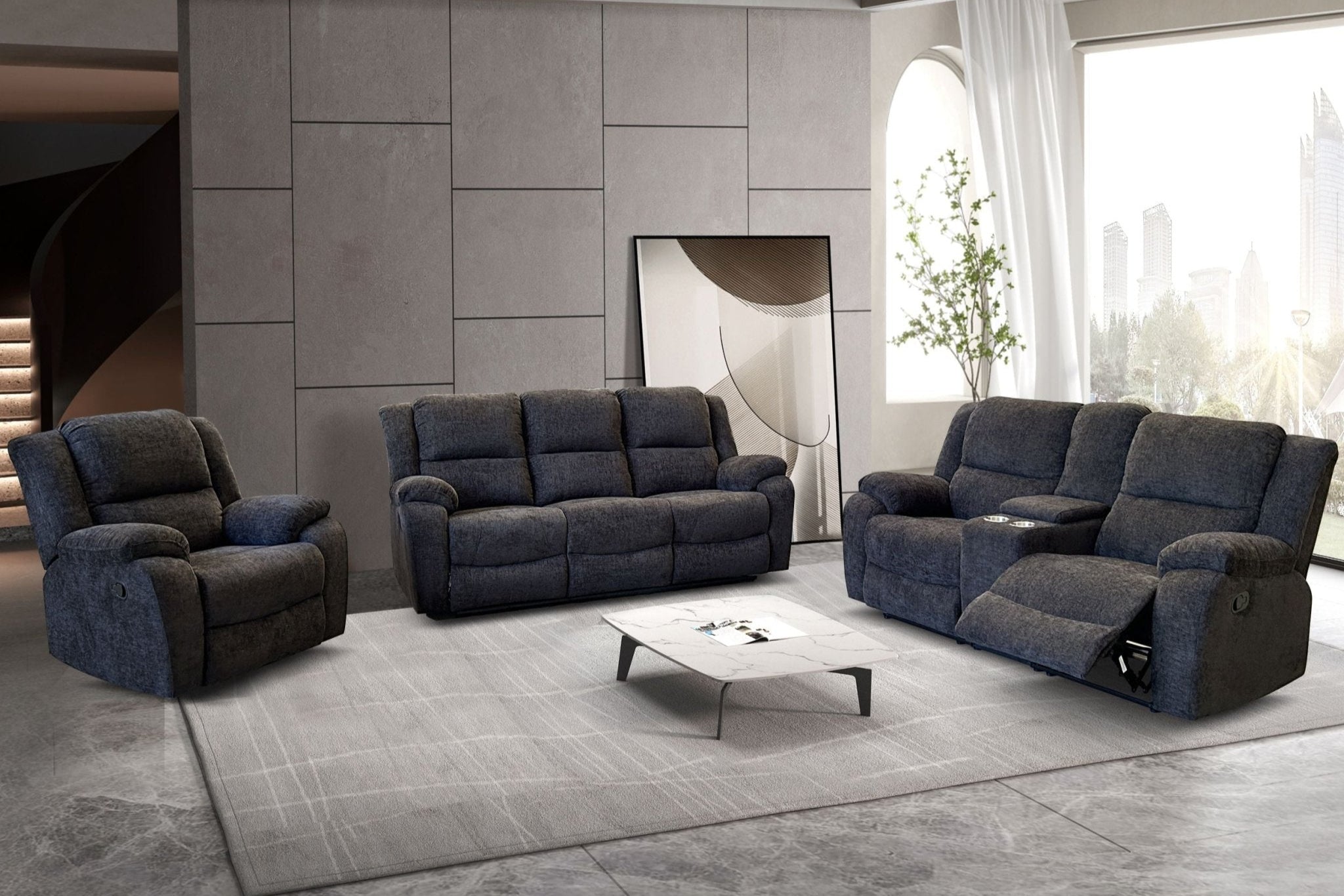 Malmo 3-Piece Fabric Recliner Set