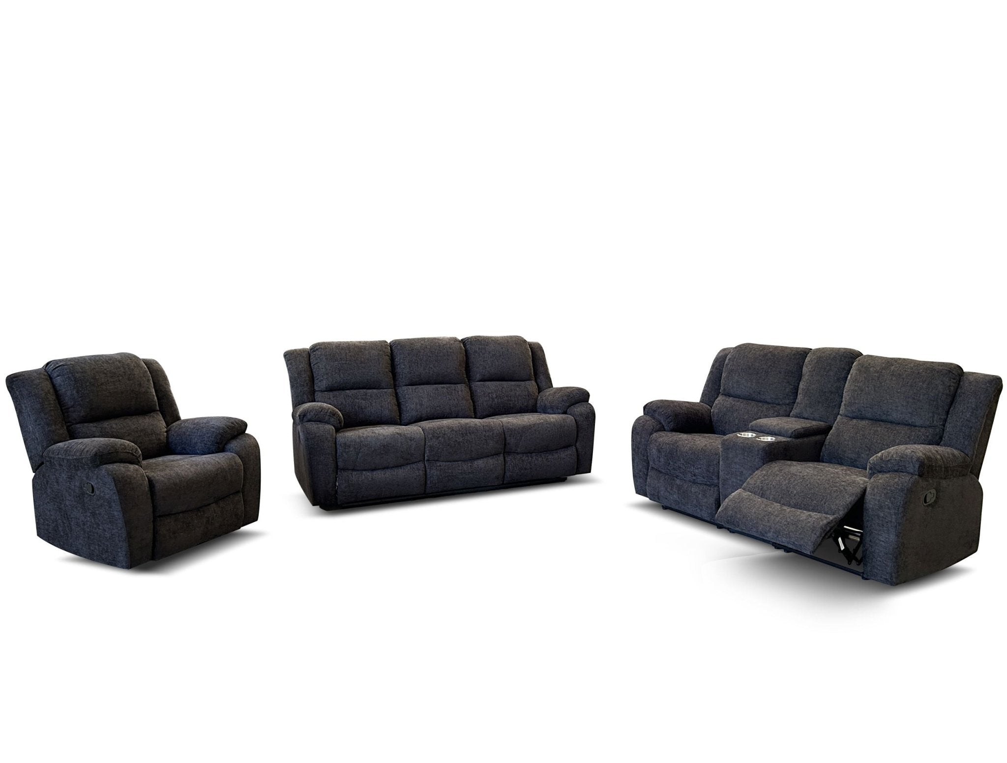 Malmo 3-Piece Fabric Recliner Set 3 Malmo 3-Piece Fabric Recliner Set