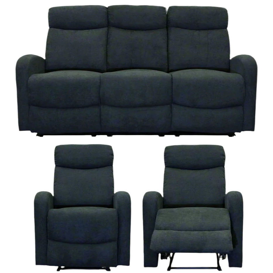 Verona Recliner Sofa Set (3+1+1) - Black