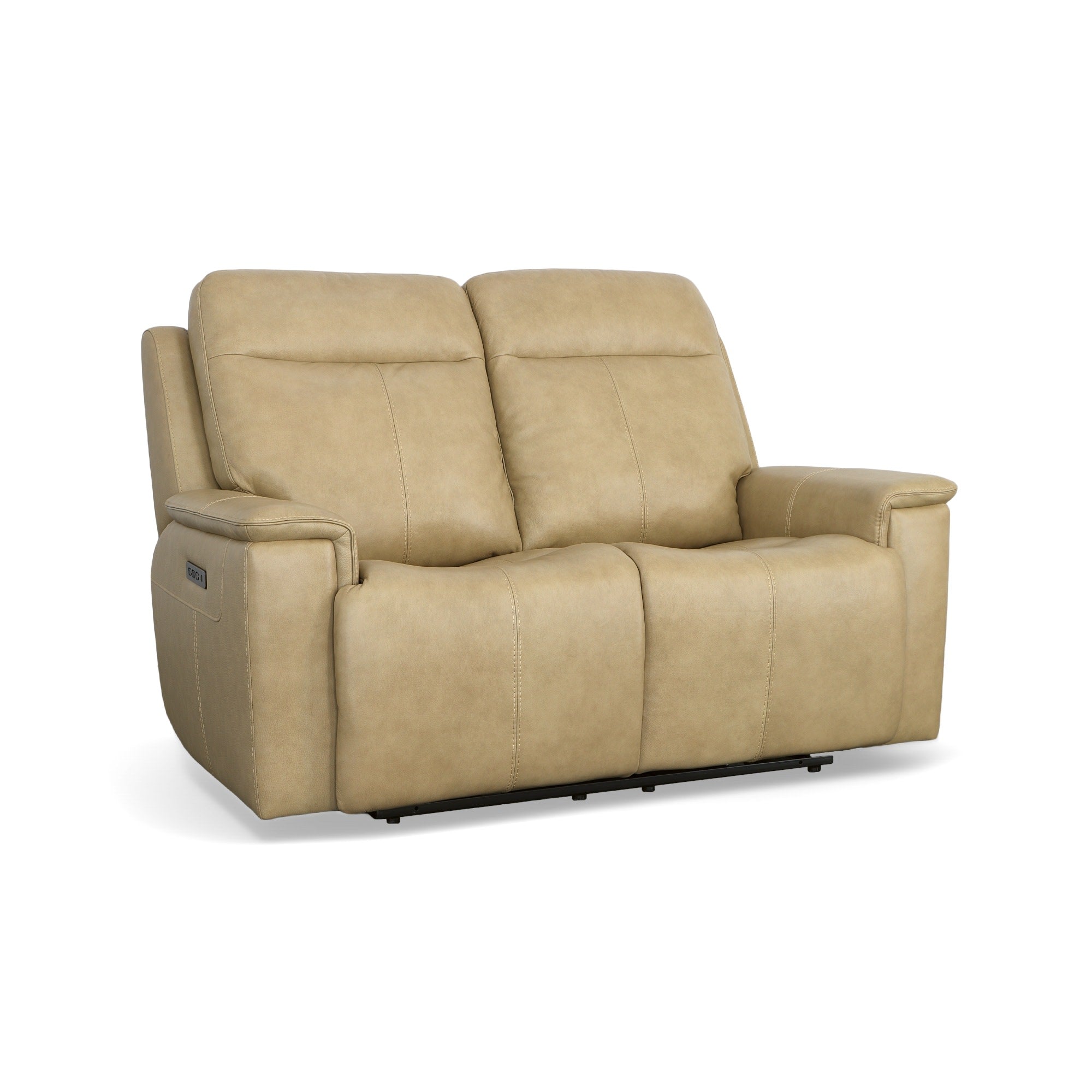 Odell Stone Leather Power Reclining Loveseat with Power Headrests & Lumbar
