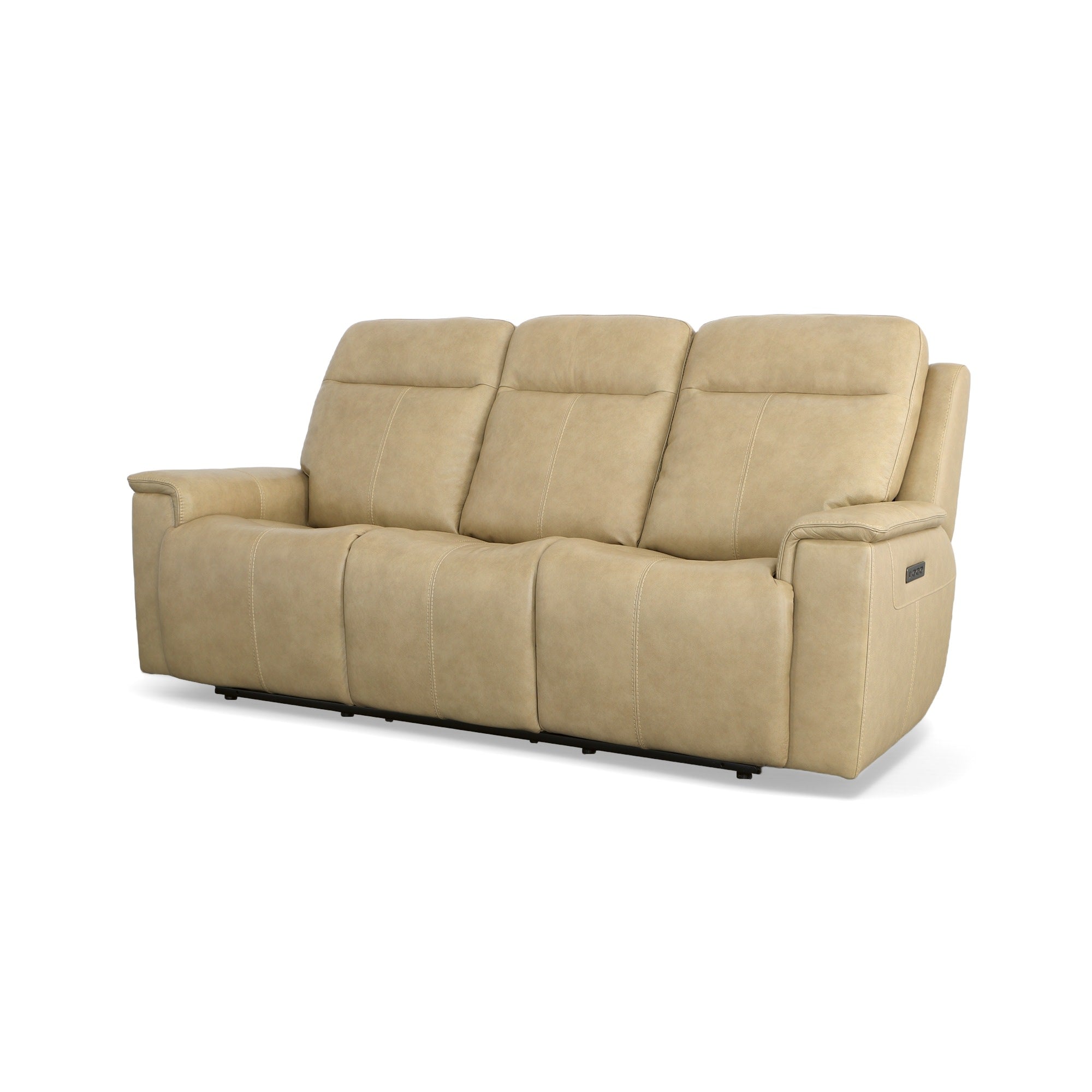 Odell Stone Leather Power Reclining Sofa with Power Headrests & Lumbar
