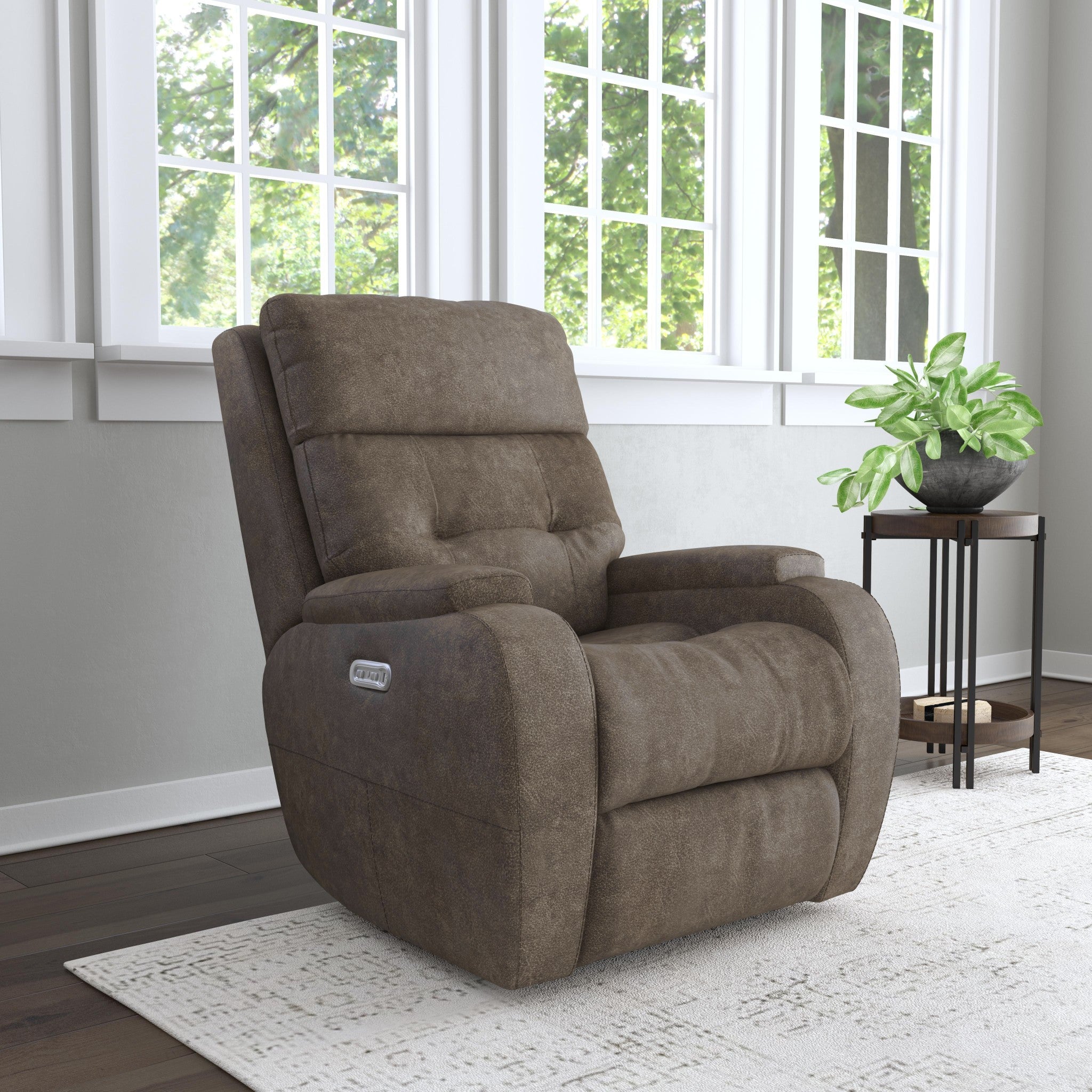 Strait Leather Power Recliner with Power Headrest 6 Strait Leather Power Recliner with Power Headrest