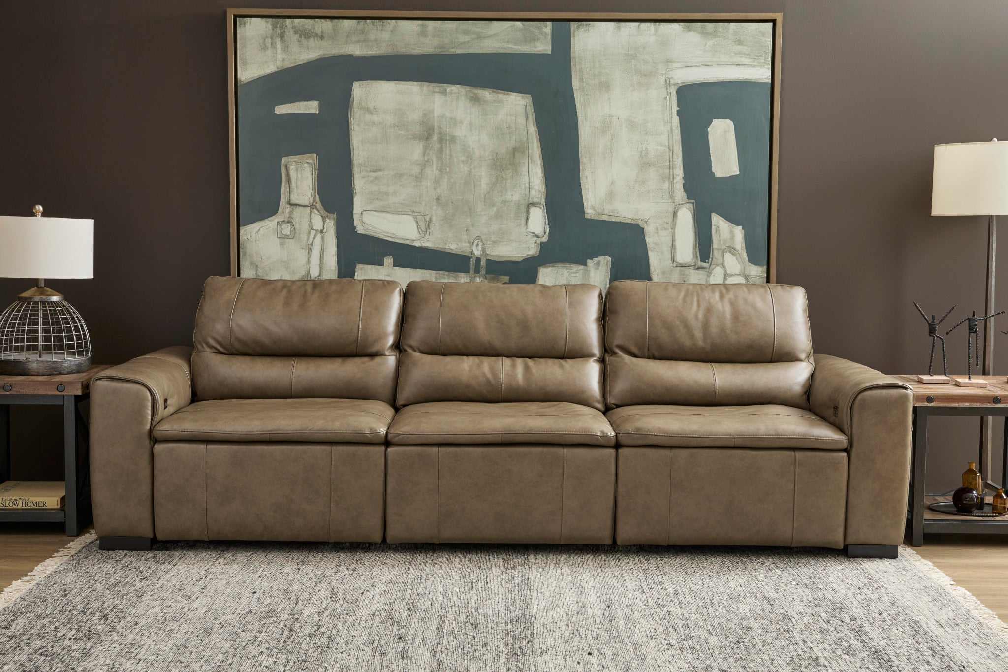 Graham River Leather Power Sliding Sectional 3 Graham River Leather Power Sliding Sectional