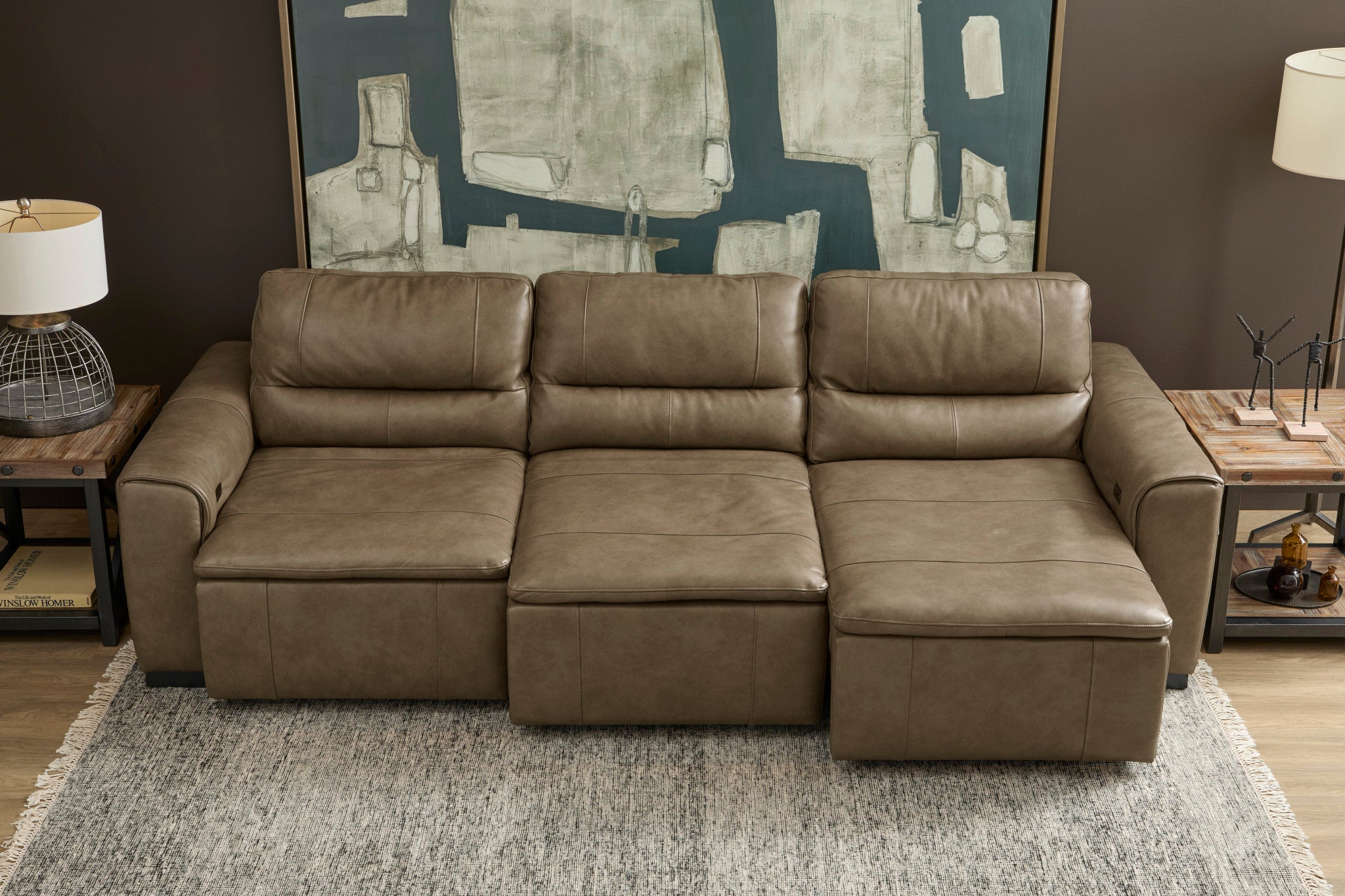Graham River Leather Power Sliding Sectional 7 Graham River Leather Power Sliding Sectional