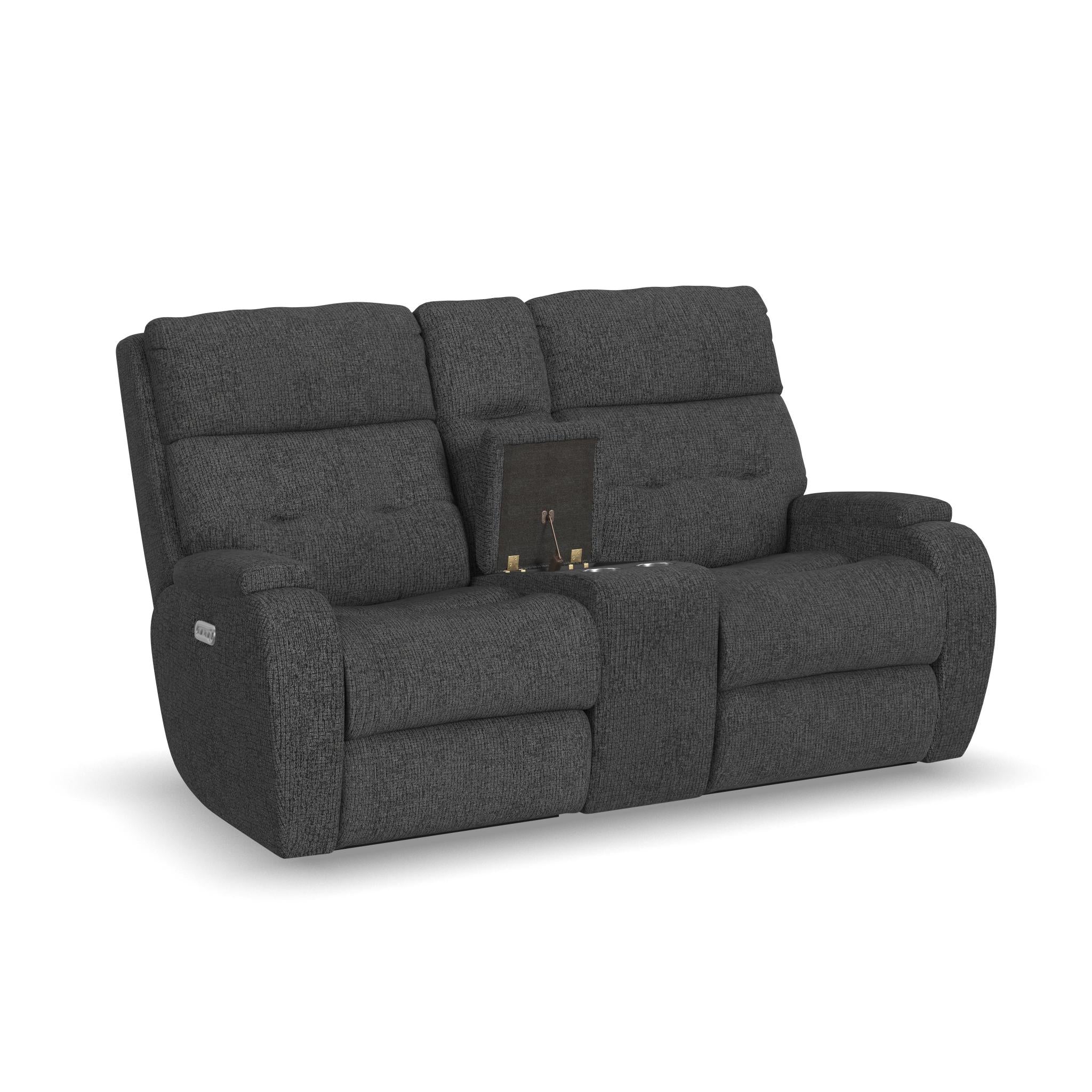Strait Fabric Power Recliner with Power Headrest & Lumbar 12 Strait Fabric Power Recliner with Power Headrest & Lumbar