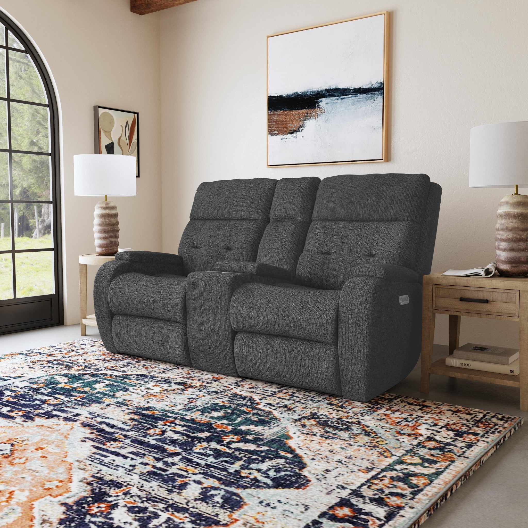 Strait Fabric Power Recliner with Power Headrest & Lumbar 3 Strait Fabric Power Recliner with Power Headrest & Lumbar