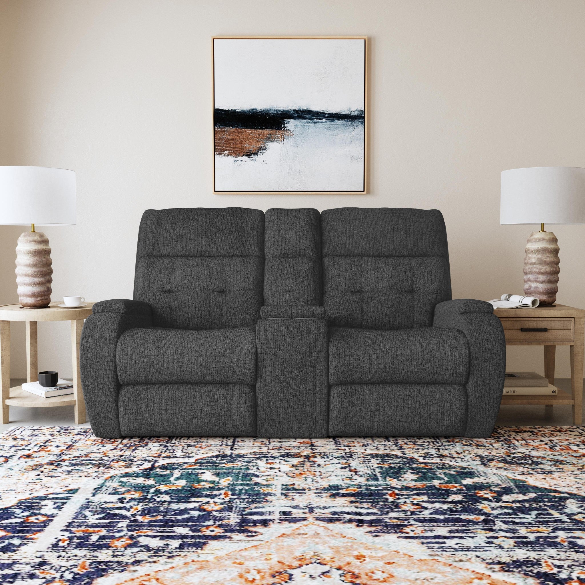 Strait Fabric Power Recliner with Power Headrest & Lumbar 6 Strait Fabric Power Recliner with Power Headrest & Lumbar