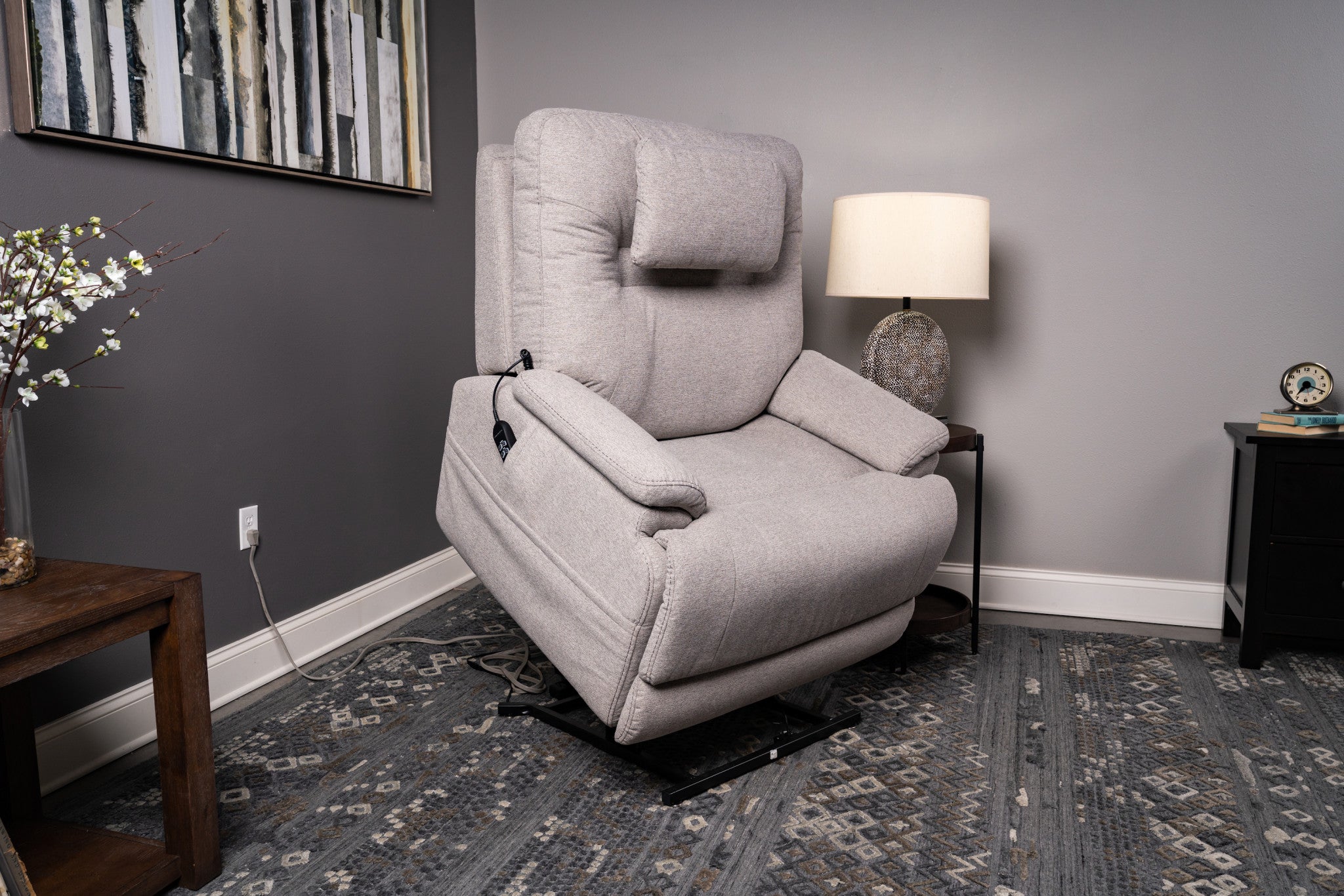 Zecliner Model 2+ Dove Fabric Power Lift Recliner with Power Headrest, Lumbar, Heat & Massage 3 Zecliner Model 2+ Dove Fabric Power Lift Recliner with Power Headrest, Lumbar, Heat & Massage