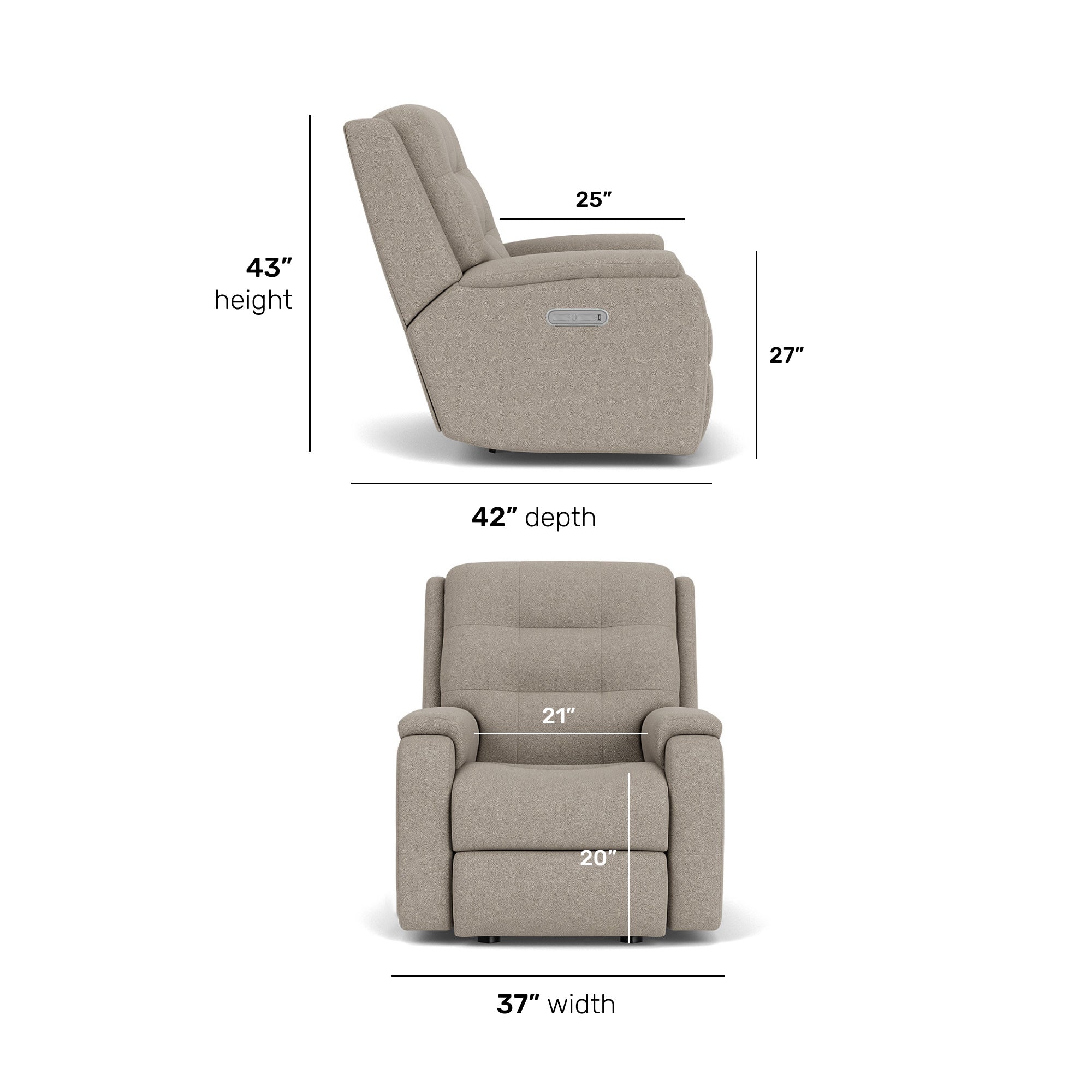 Arlo Fabric Power Rocking Recliner with Power Headrest & Lumbar 5 Arlo Fabric Power Rocking Recliner with Power Headrest & Lumbar