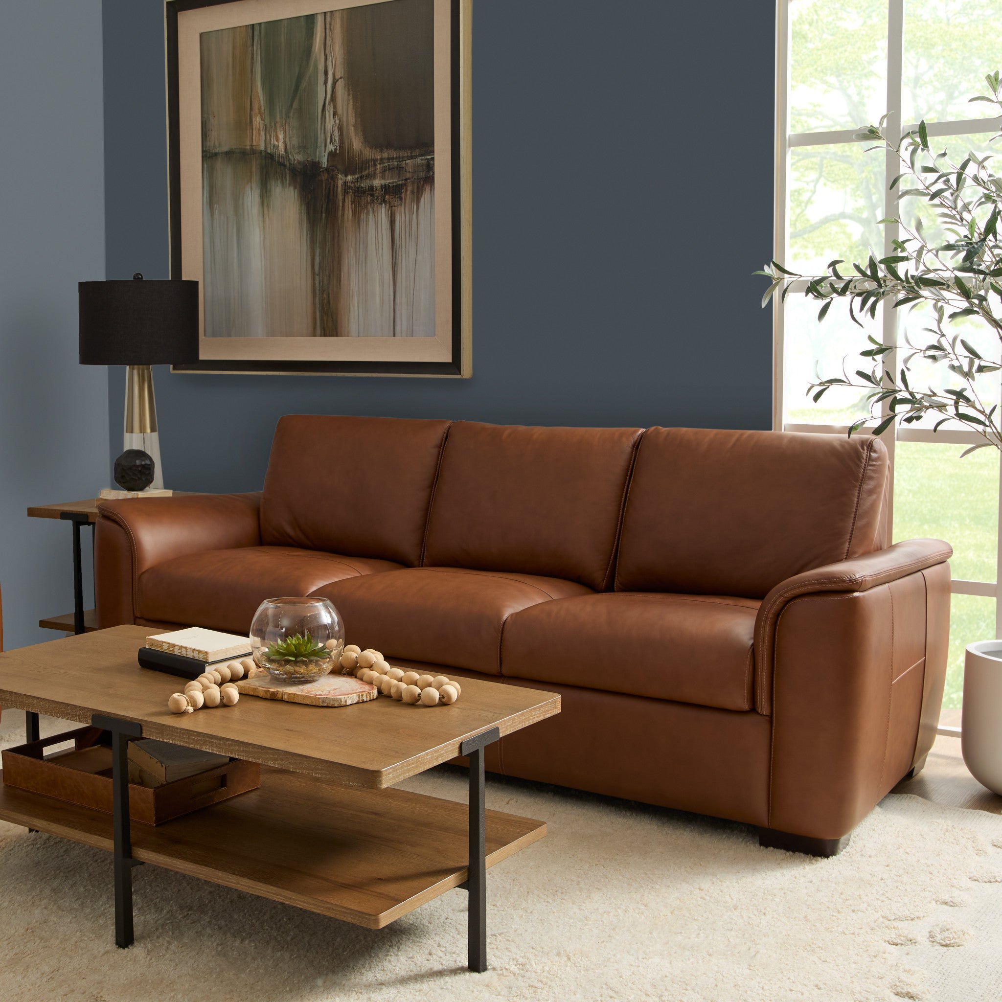 Henry Caramel Leather Sofa 3 Henry Caramel Leather Sofa
