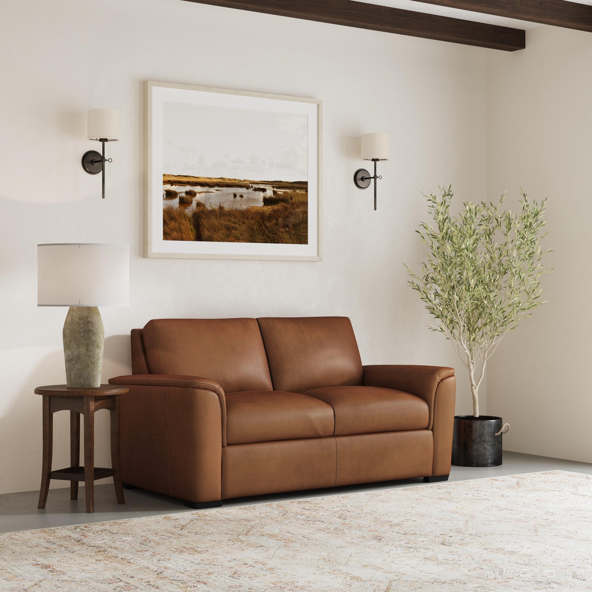 Henry Caramel Leather Loveseat 3 Henry Caramel Leather Loveseat