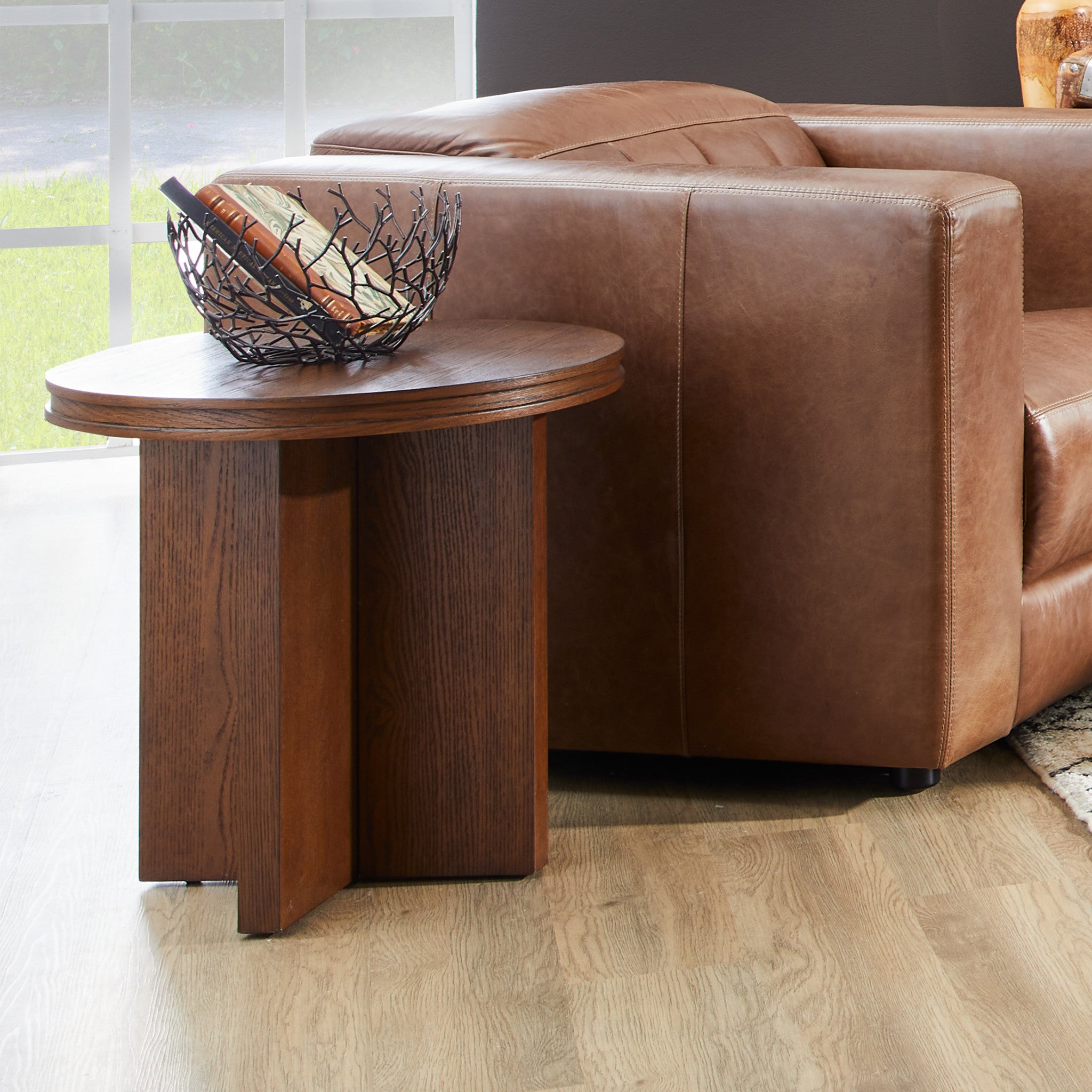 Waterfall Brown Round End Table 3 Waterfall Brown Round End Table