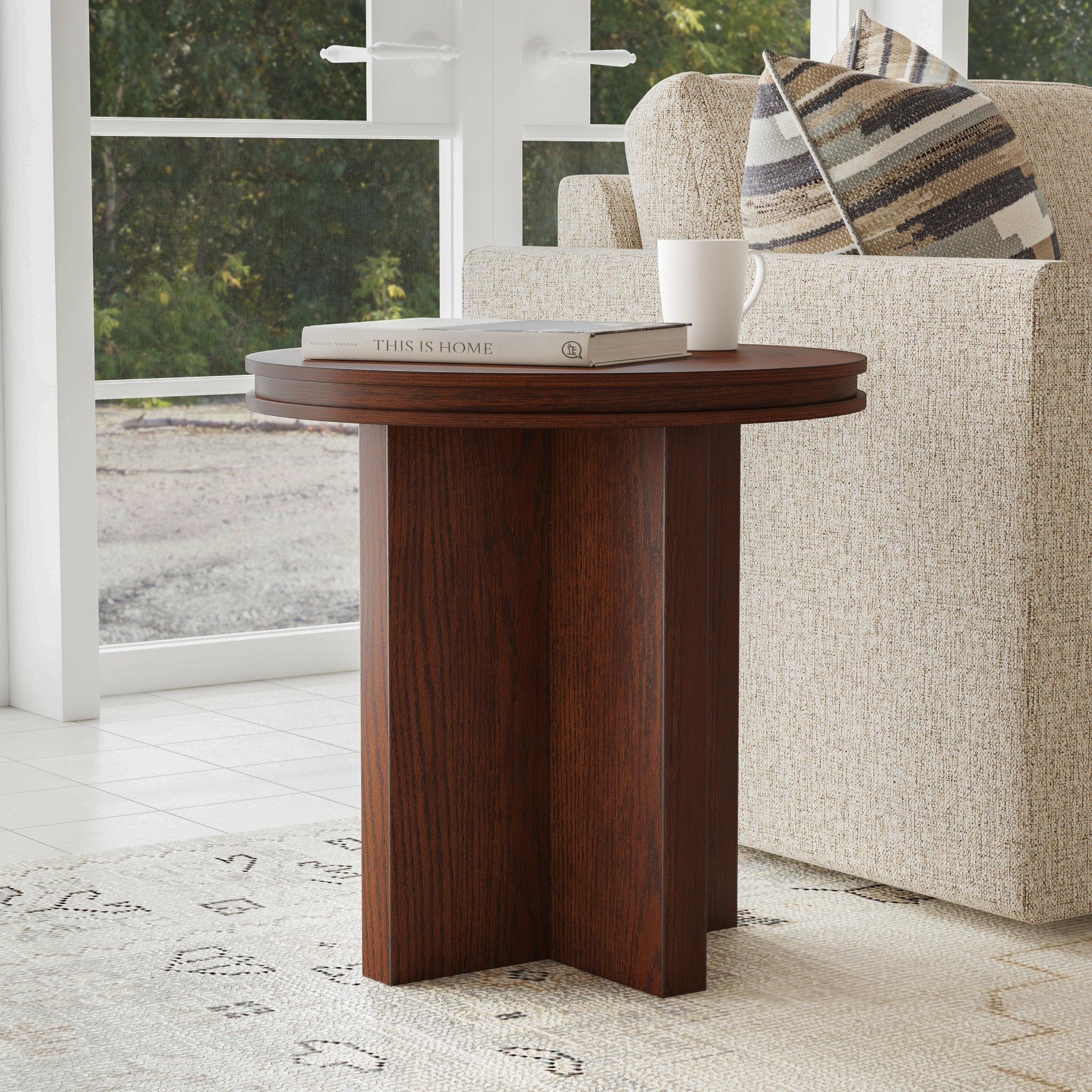 Waterfall Brown Round End Table 7 Waterfall Brown Round End Table