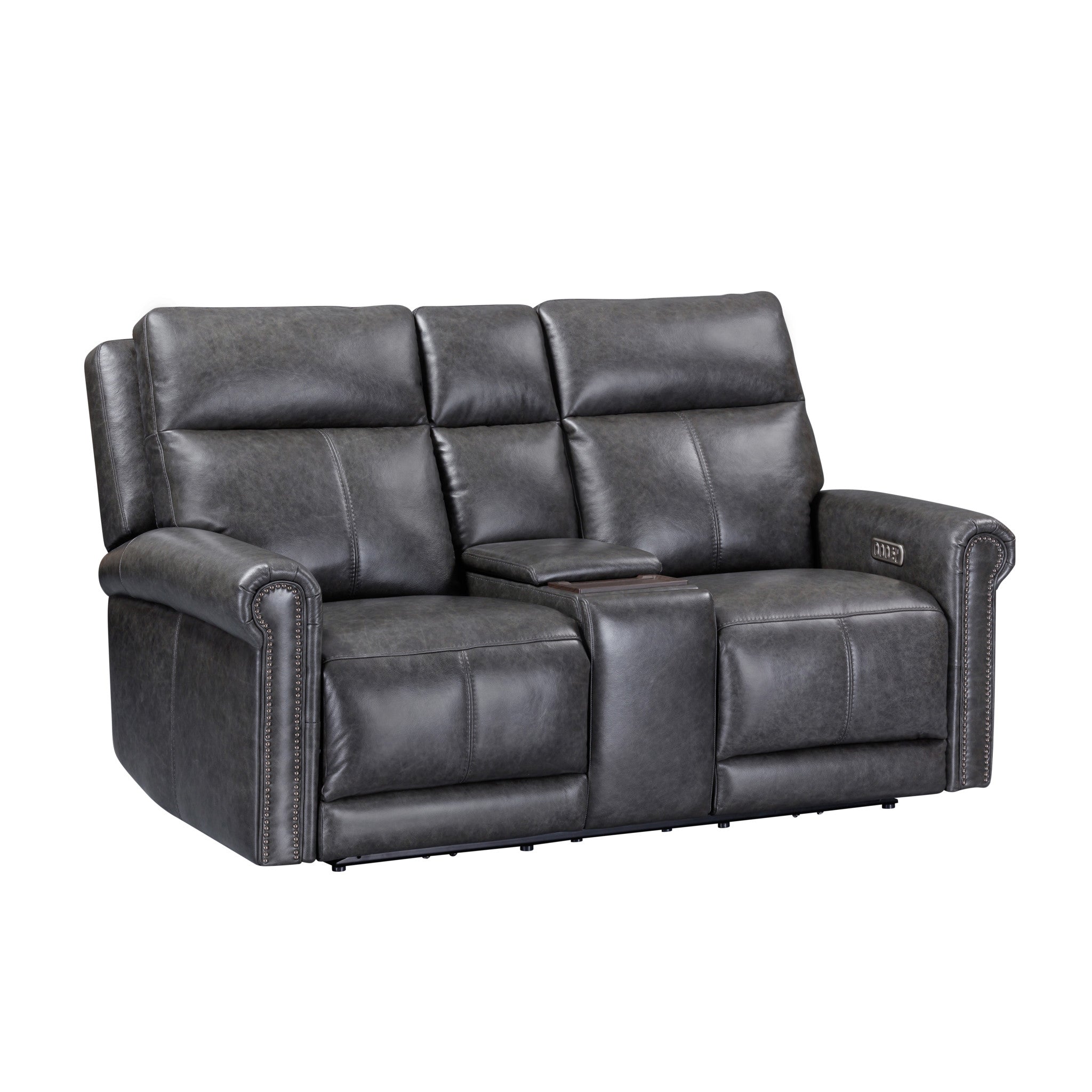 Alexander Power Reclining Loveseat with Console, Power Headrest & Lumbar