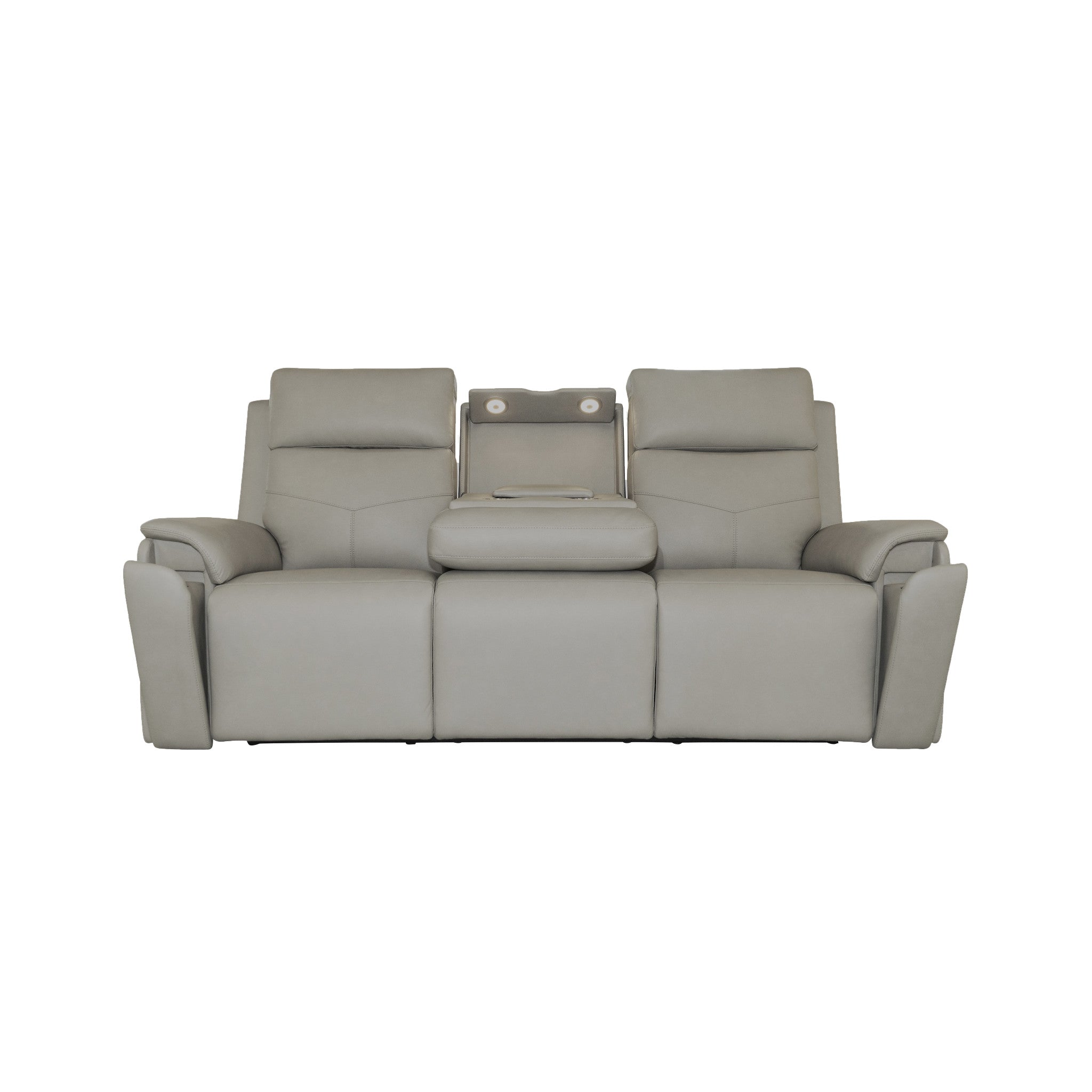 Vernon Dove Grey Fabric Power Reclining Sofa with Power Headrests, Lumbar, Heat & Massage