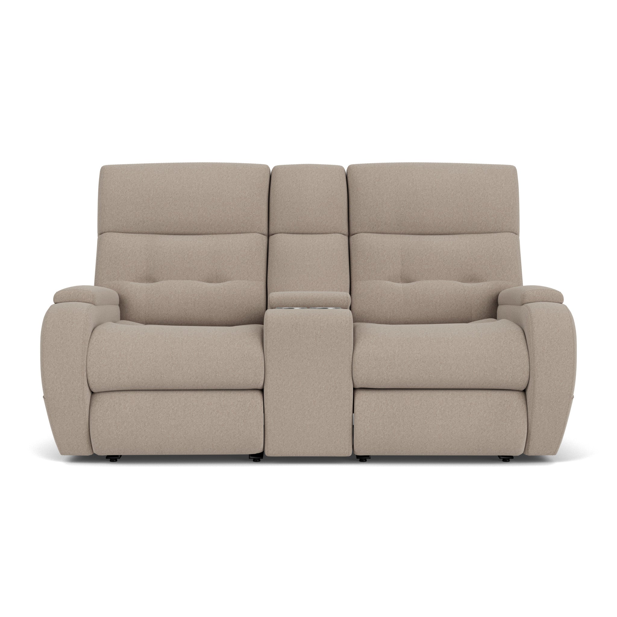 Strait Leather Power Reclining Loveseat with Console & Power Headrests 4 Strait Leather Power Reclining Loveseat with Console & Power Headrests