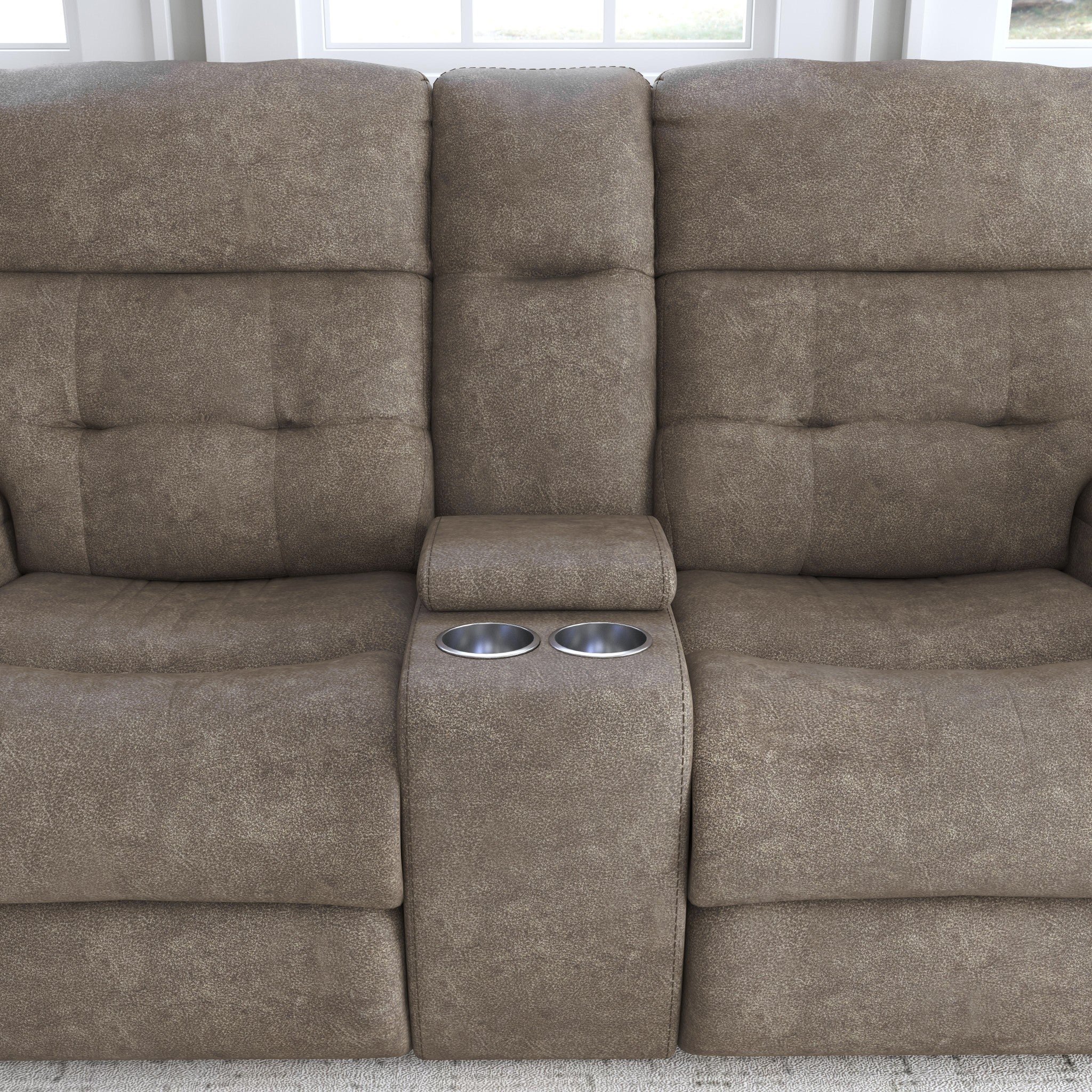 Strait Leather Power Reclining Loveseat with Console & Power Headrests 6 Strait Leather Power Reclining Loveseat with Console & Power Headrests