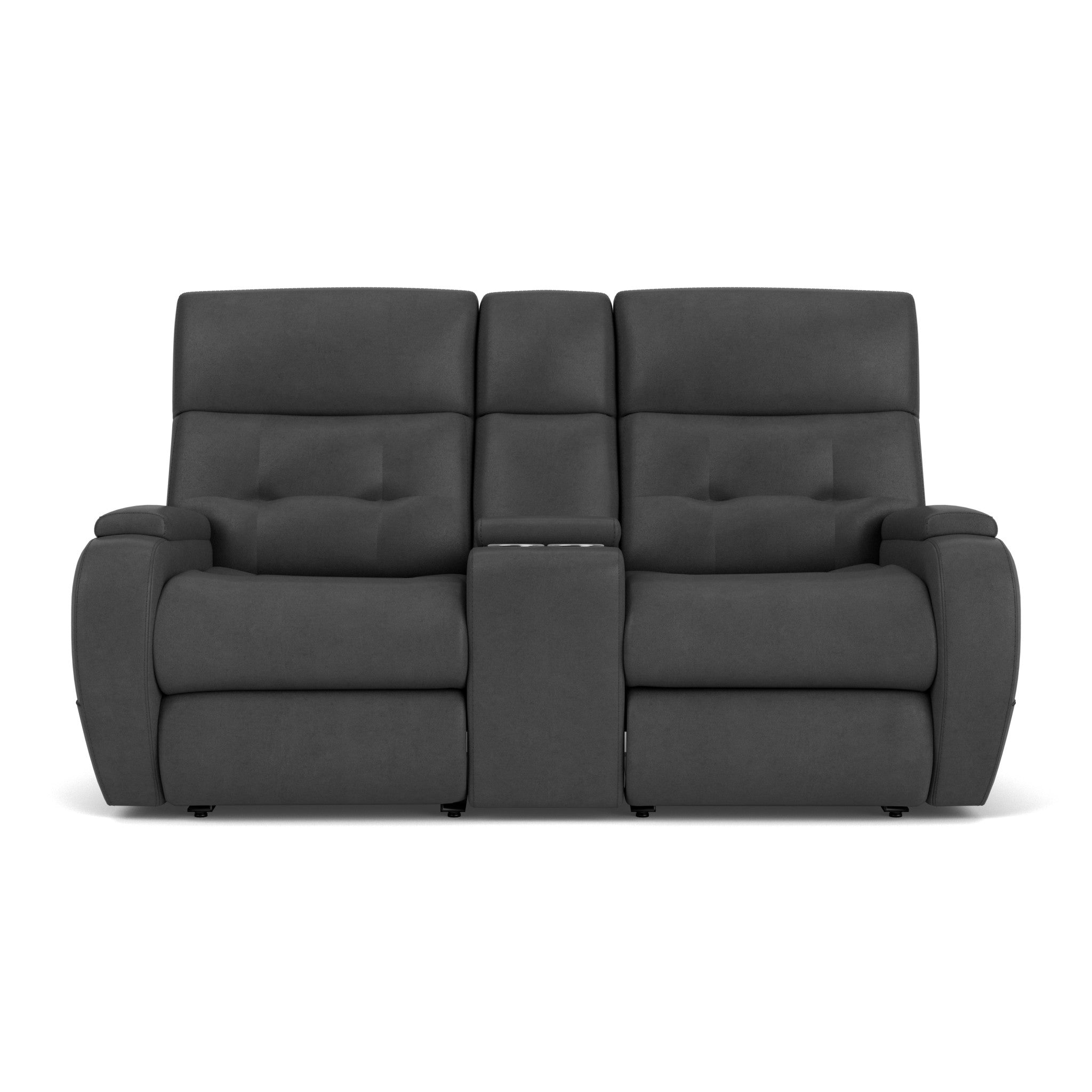 Strait Leather Power Reclining Loveseat with Console & Power Headrests 9 Strait Leather Power Reclining Loveseat with Console & Power Headrests