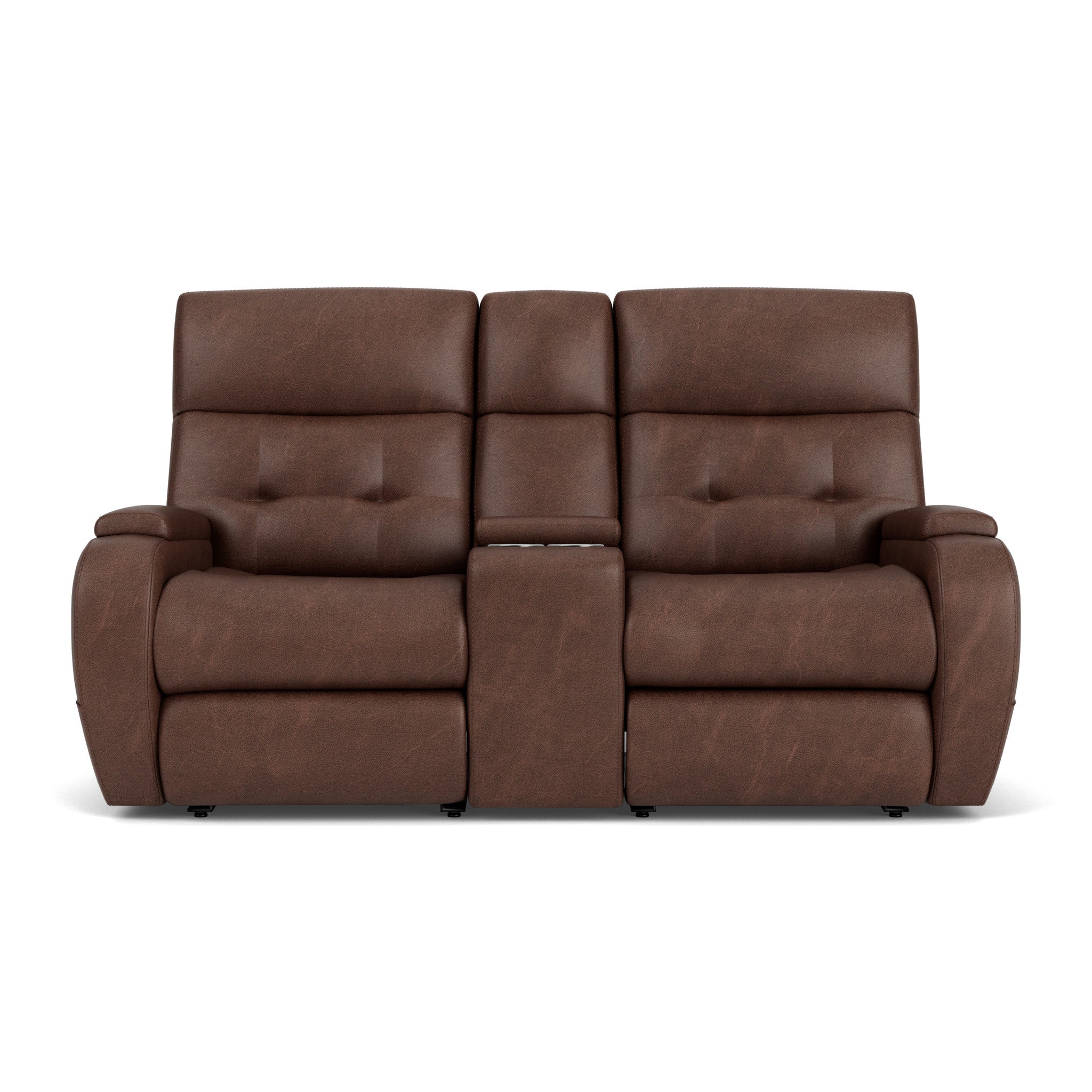 Strait Leather Power Reclining Loveseat with Console & Power Headrests 10 Strait Leather Power Reclining Loveseat with Console & Power Headrests