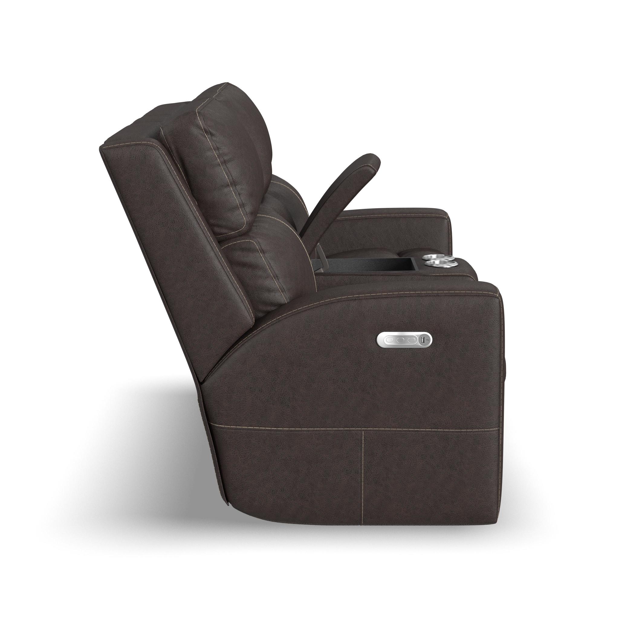 Score Leather Power Reclining Loveseat with Console & Power Headrests & Lumbar 12 Score Leather Power Reclining Loveseat with Console & Power Headrests & Lumbar