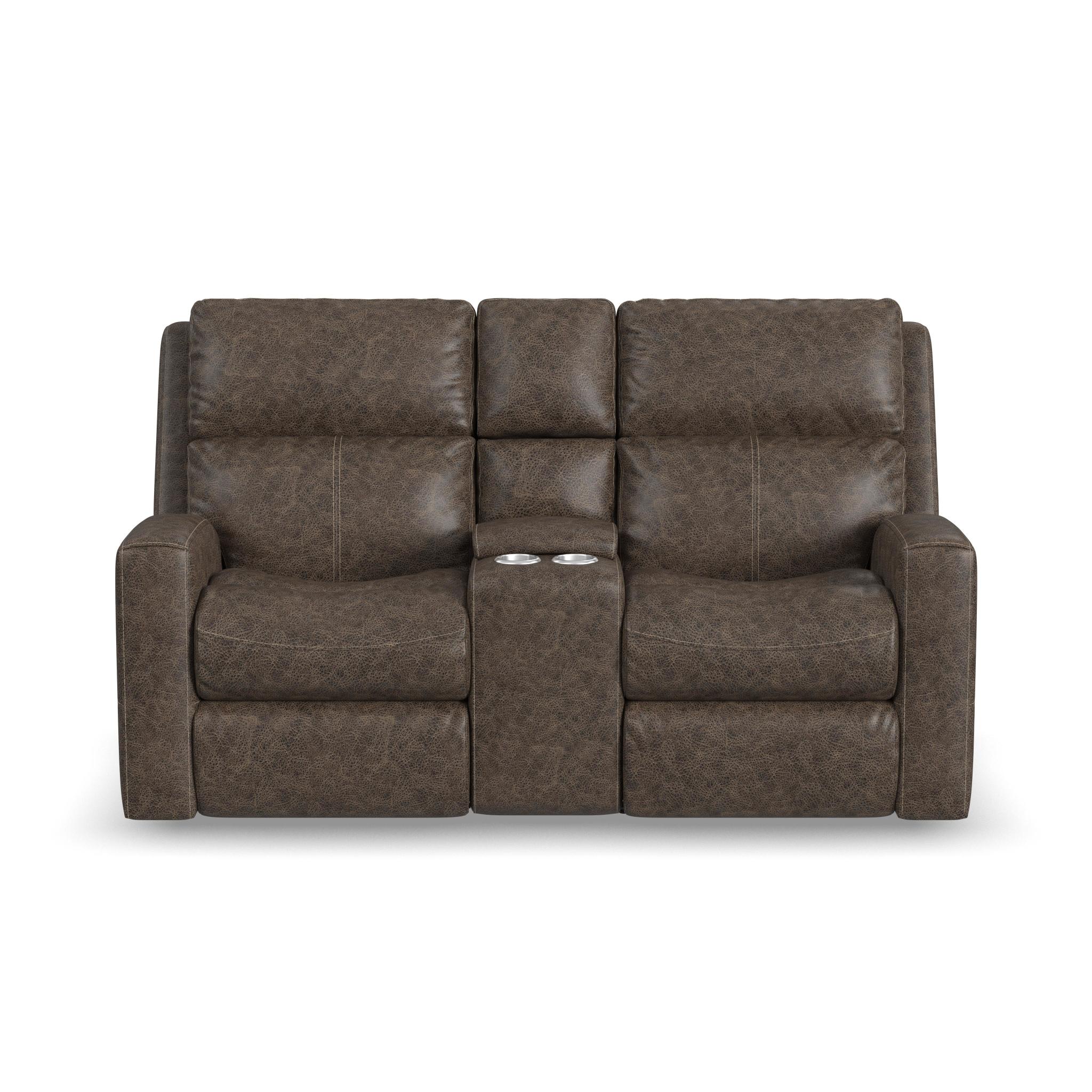 Score Leather Power Reclining Loveseat with Console & Power Headrests & Lumbar 4 Score Leather Power Reclining Loveseat with Console & Power Headrests & Lumbar
