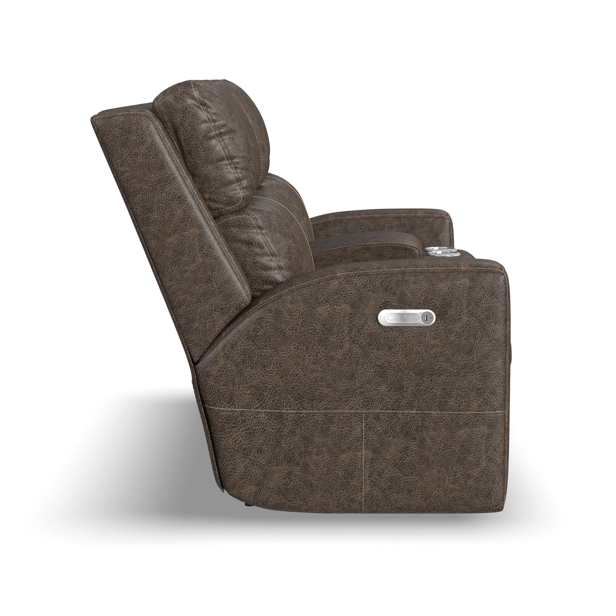 Score Leather Power Reclining Loveseat with Console & Power Headrests & Lumbar 5 Score Leather Power Reclining Loveseat with Console & Power Headrests & Lumbar