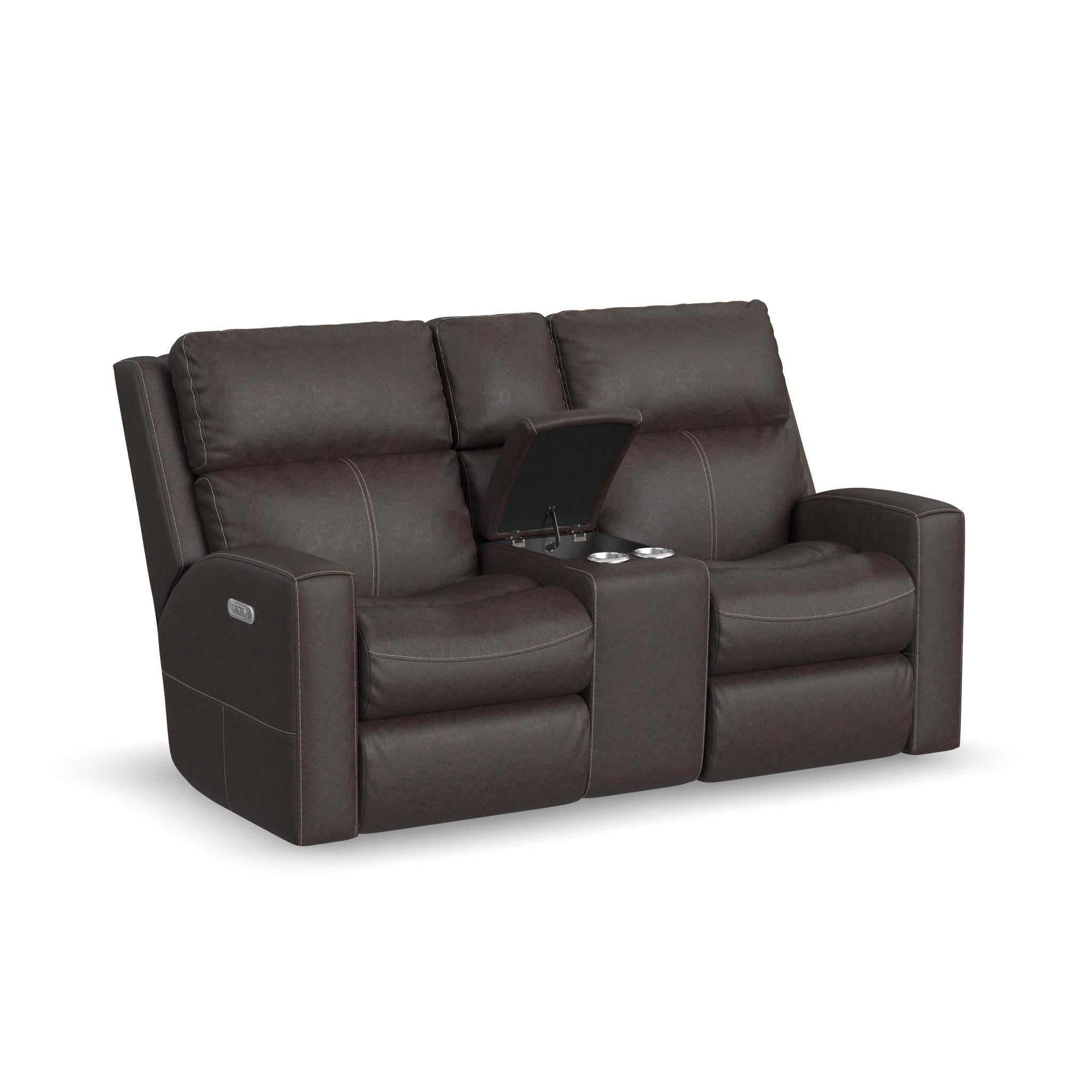 Score Leather Power Reclining Loveseat with Console & Power Headrests & Lumbar 8 Score Leather Power Reclining Loveseat with Console & Power Headrests & Lumbar